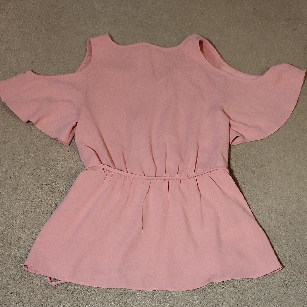 Ann Taylor NWT Pink Cold Shoulder Blouse Belted Waist Size XS - Picture 5 of 5